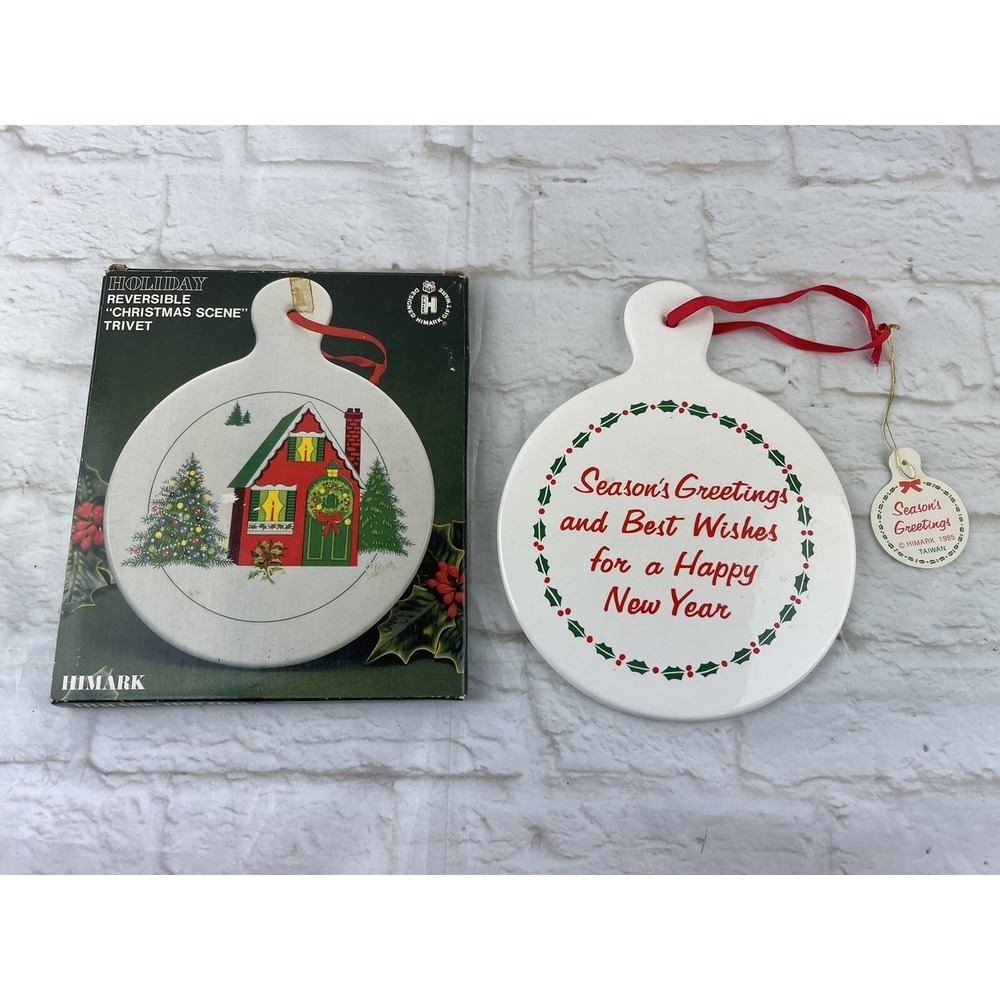 VTG Himark Reversible Christmas Scene Trivet Hanging Holiday Kitchen Decor